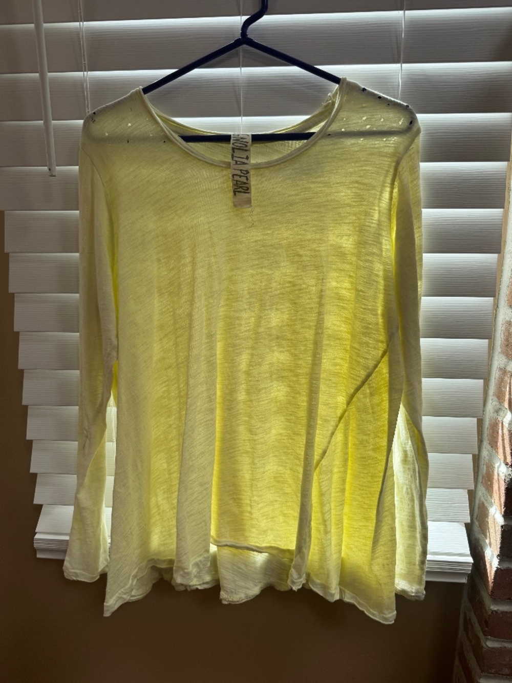 Magnolia Pearl Cotton Jersey Dylan Tee, Rounded Neck, Long Tapered Sleeve OSFM